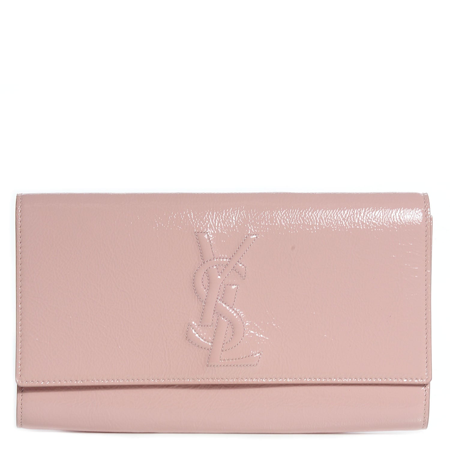 Saint Laurent Textured Patent Large Belle De Jour Clutch Dragee 1 of 7