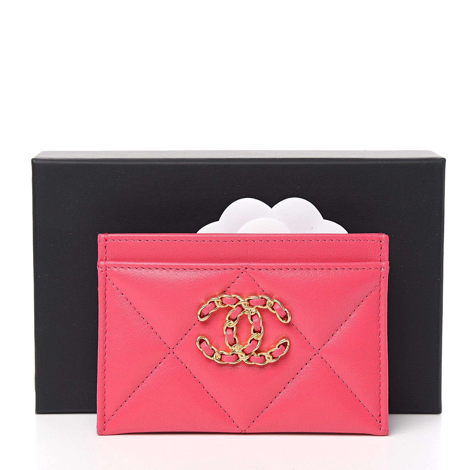 Chanel Shiny Goatskin Quilted 19 Card Holder Dark Pink 7 of 7