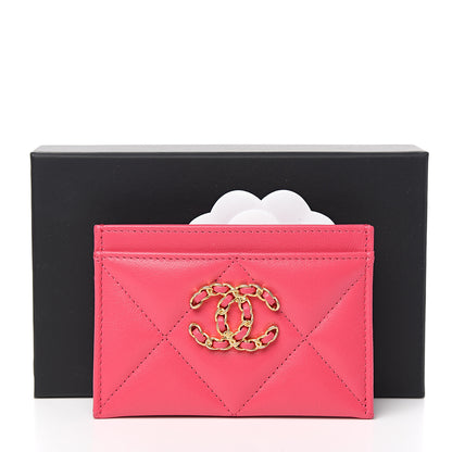 Chanel Shiny Goatskin Quilted 19 Card Holder Dark Pink 7 of 7