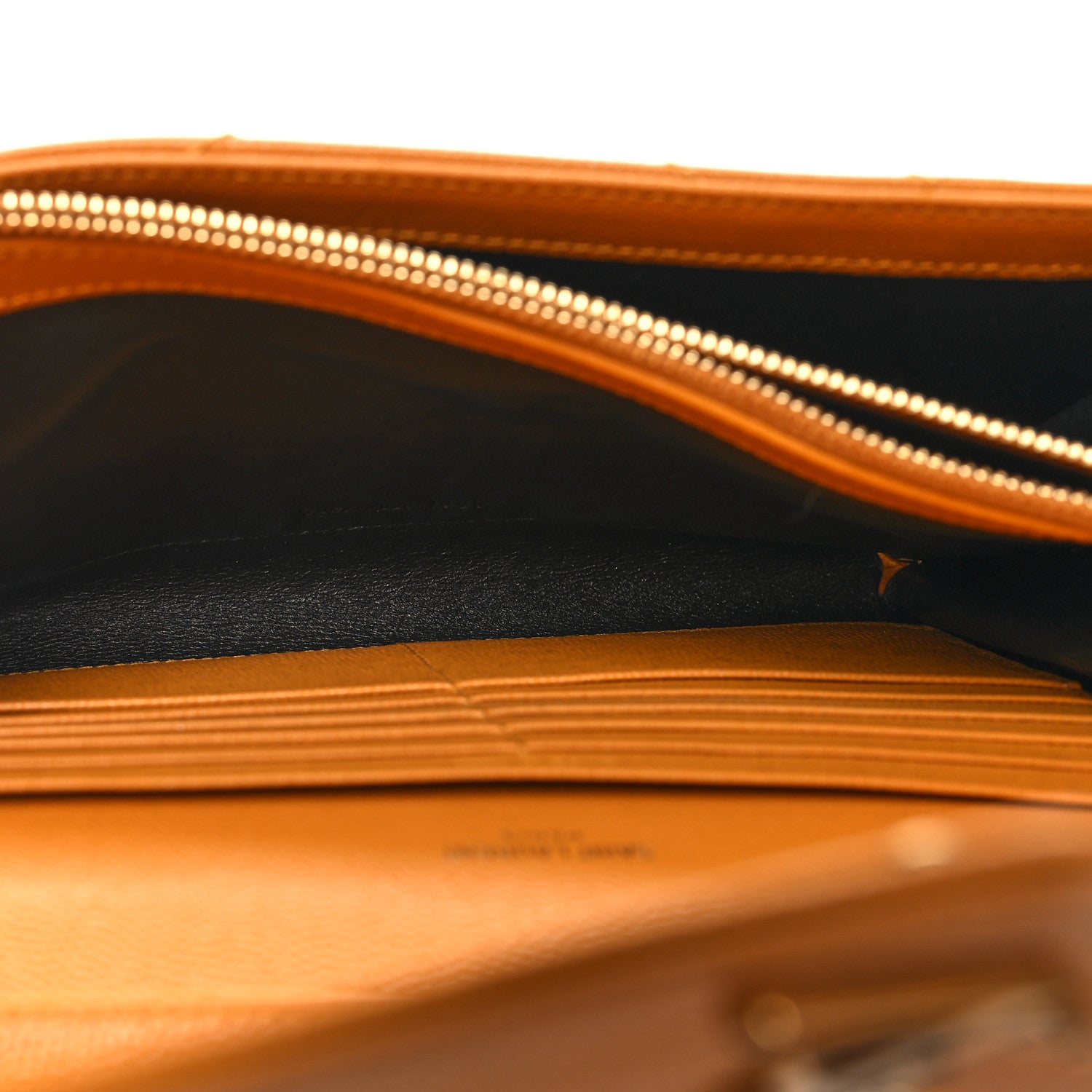Saint Laurent Grain De Poudre Matelasse Chevron Monogram Chain Wallet Mustard 6 of 11