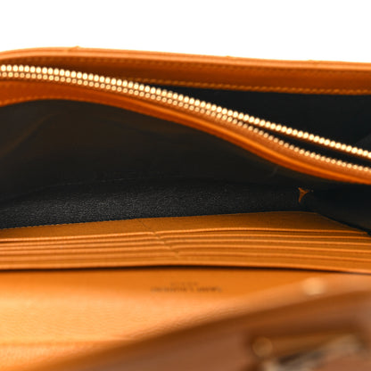 Saint Laurent Grain De Poudre Matelasse Chevron Monogram Chain Wallet Mustard 6 of 11