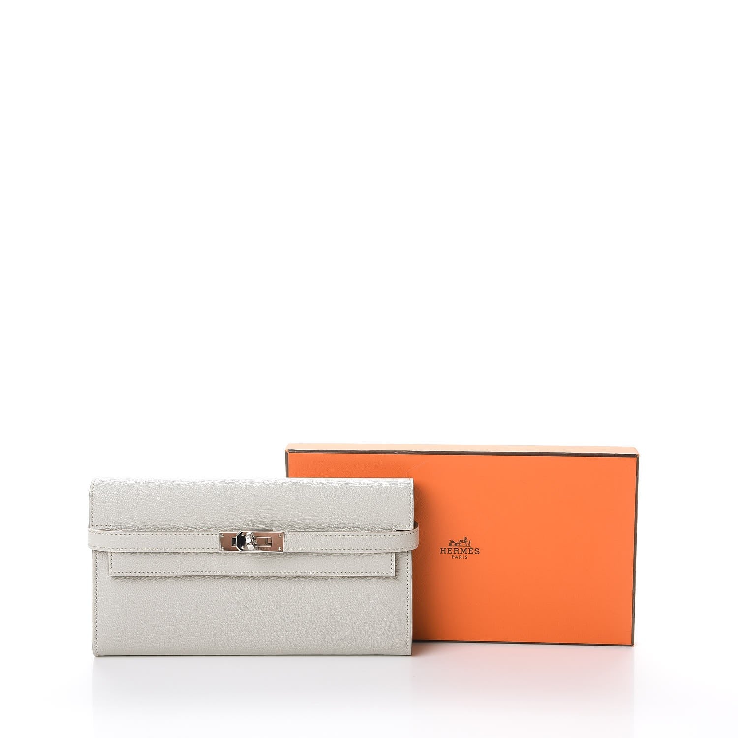 Hermes Chevre Mysore Kelly Longue Wallet Gris Perle 9 of 9
