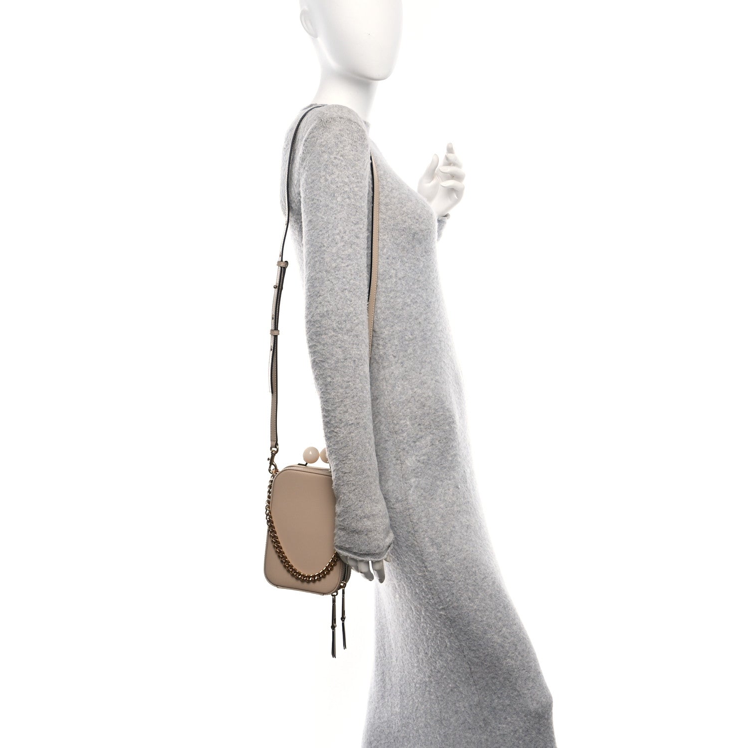 Marc Jacobs Smooth Calfskin The Vanity Crossbody Bag Beige 2 of 9