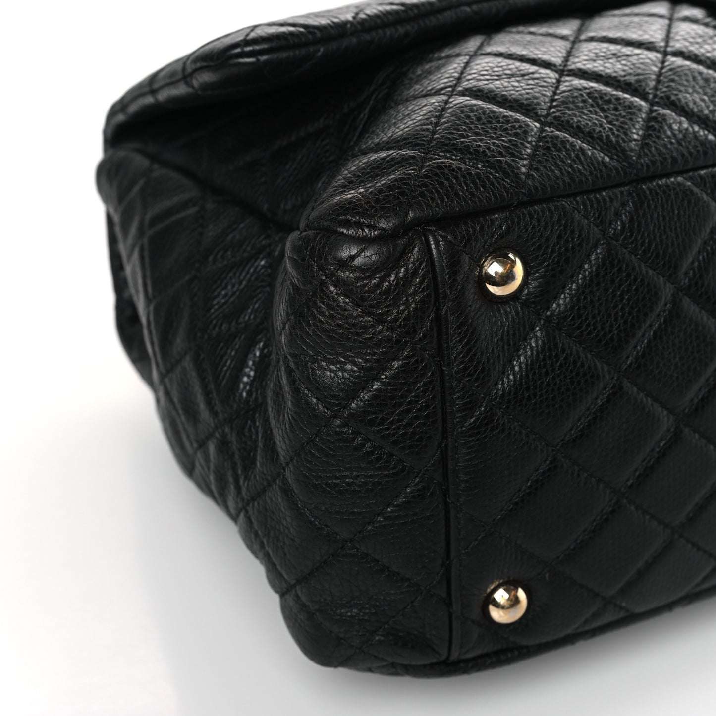 Calfskin Quilted XXL Travel Flap Bag Black