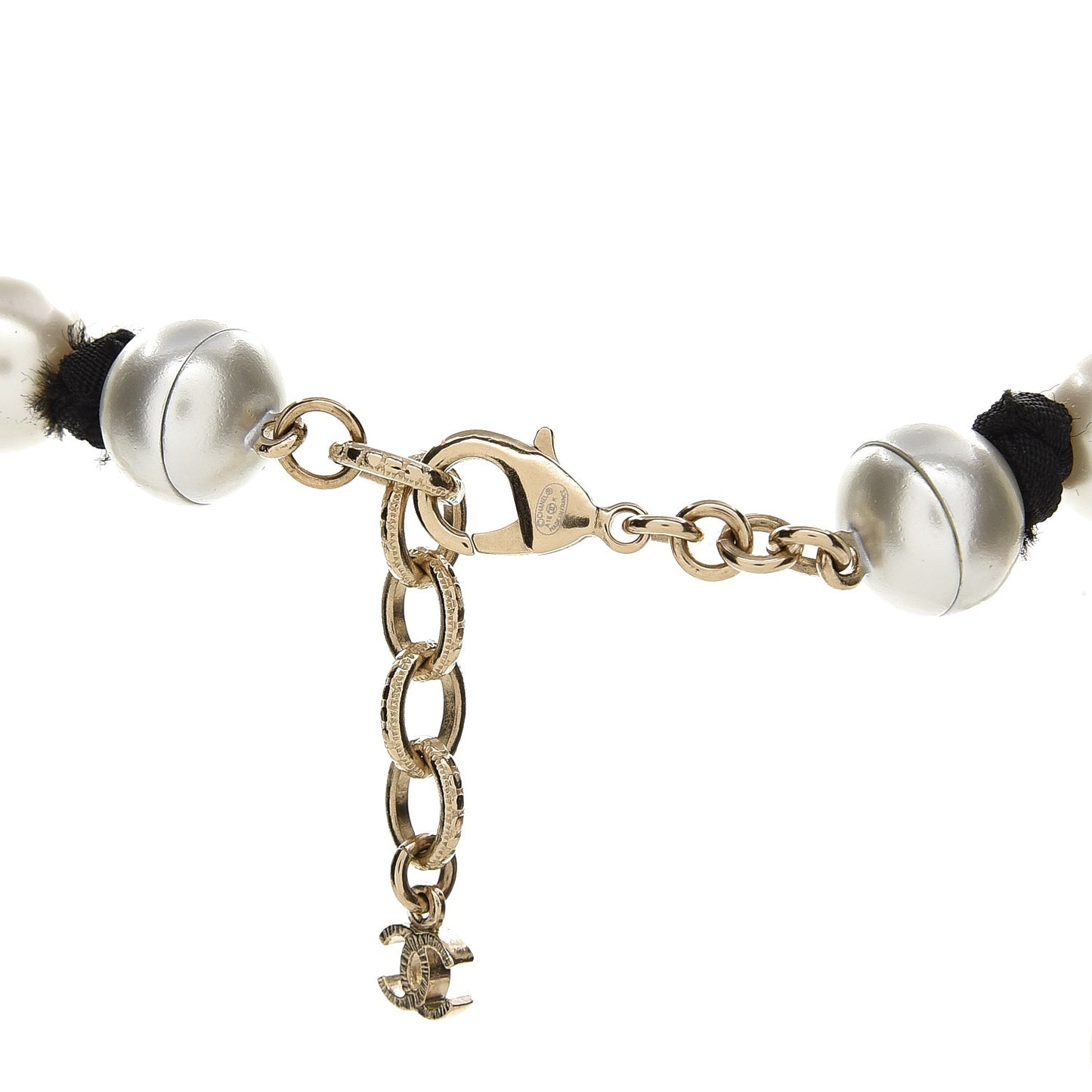 Graduated Pearl CC Long Necklace Gold