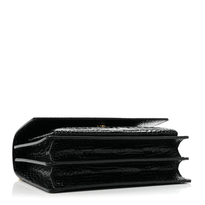 Saint Laurent Calfskin Crocodile Embossed Medium Monogram Sunset Black 5 of 10