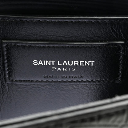 Saint Laurent Calfskin Crocodile Embossed Classic Kate Monogram Clutch Black 7 of 8