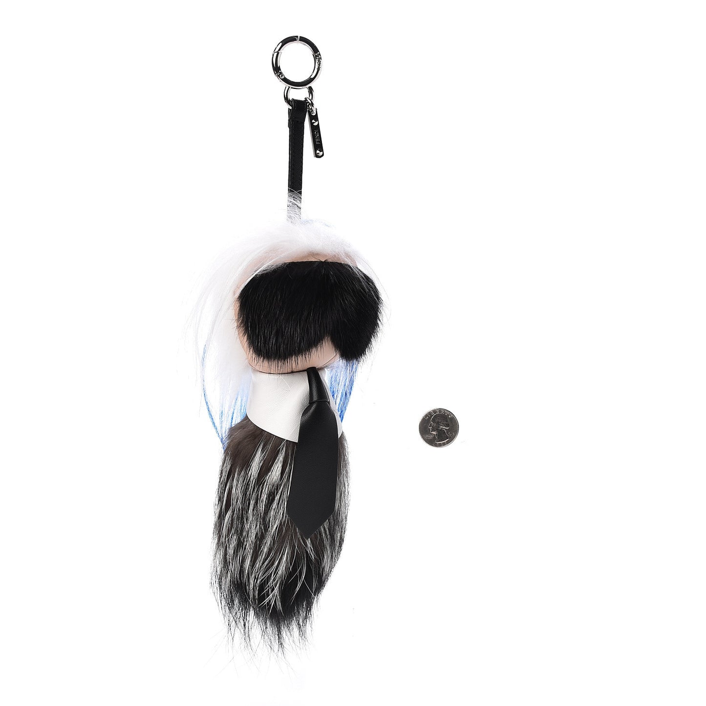 Mink Fox Goat Fur Karlito Bag Charm Blue