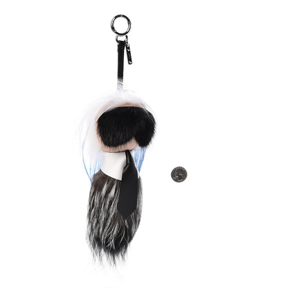 Fendi Mink Fox Goat Fur Karlito Bag Charm Blue 2 of 3