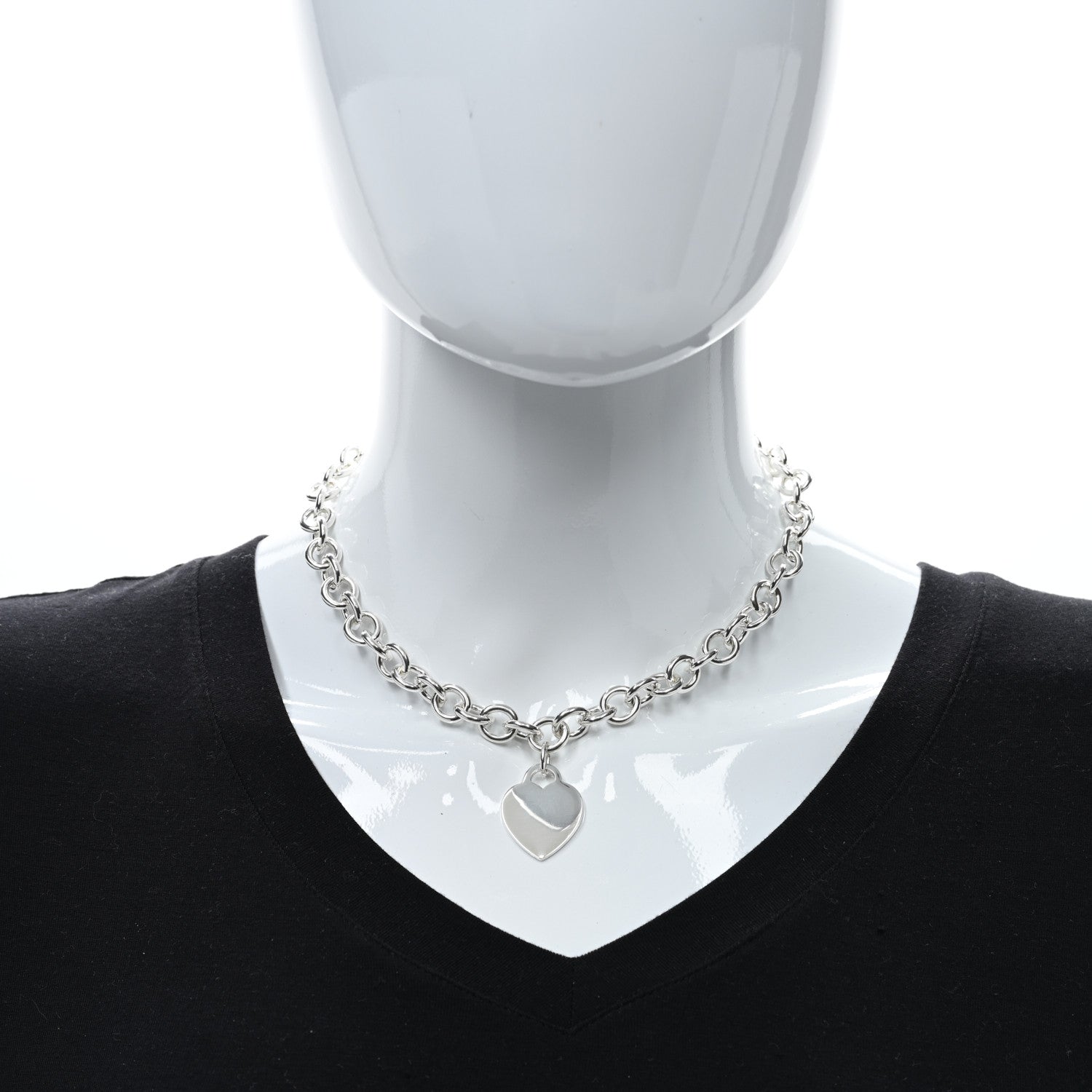 Tiffany Sterling Silver Heart Tag Pendant Necklace 3 of 5
