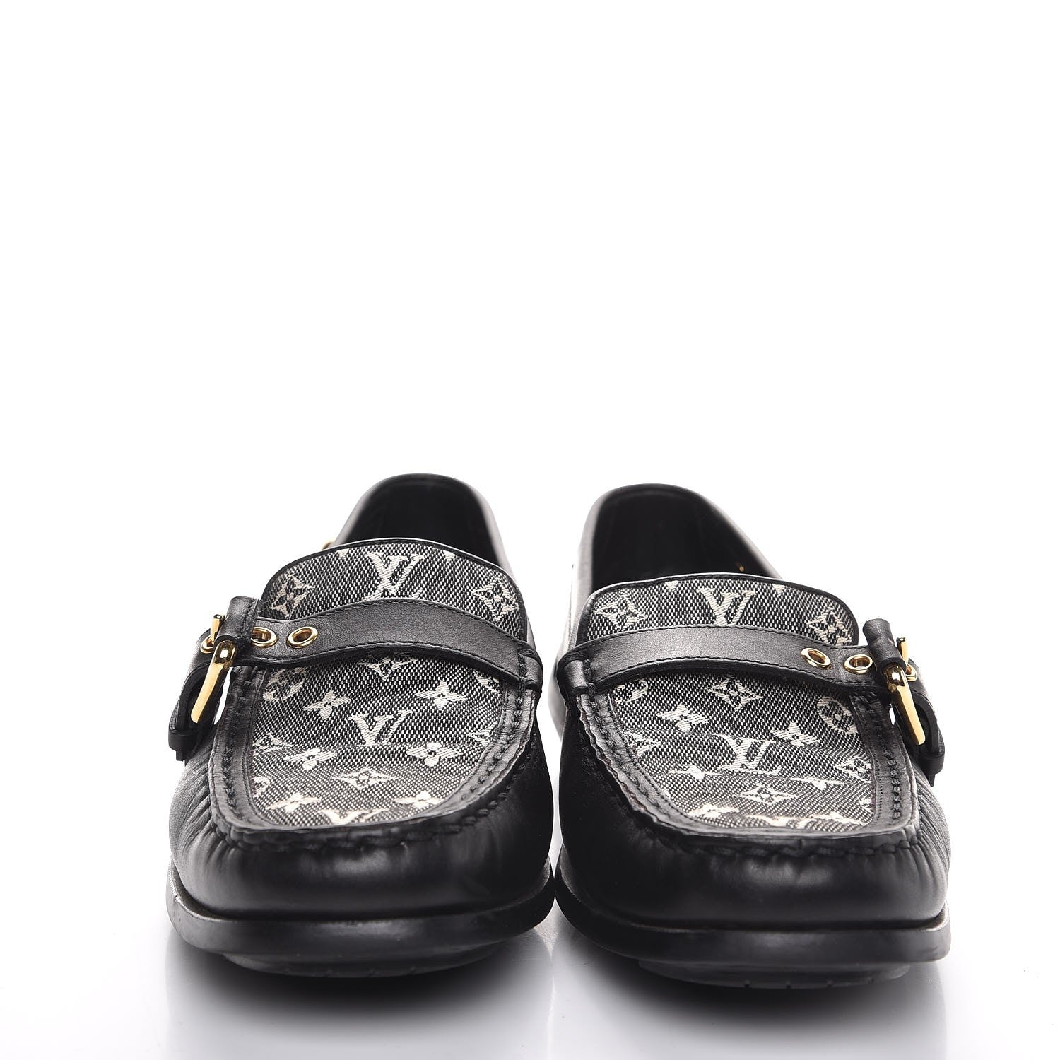 Louis Vuitton Calfskin Mini Lin Loafers 37 Black 2 of 11