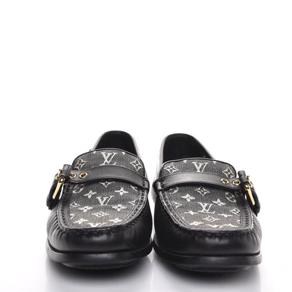 Louis Vuitton Calfskin Mini Lin Loafers 37 Black 2 of 11