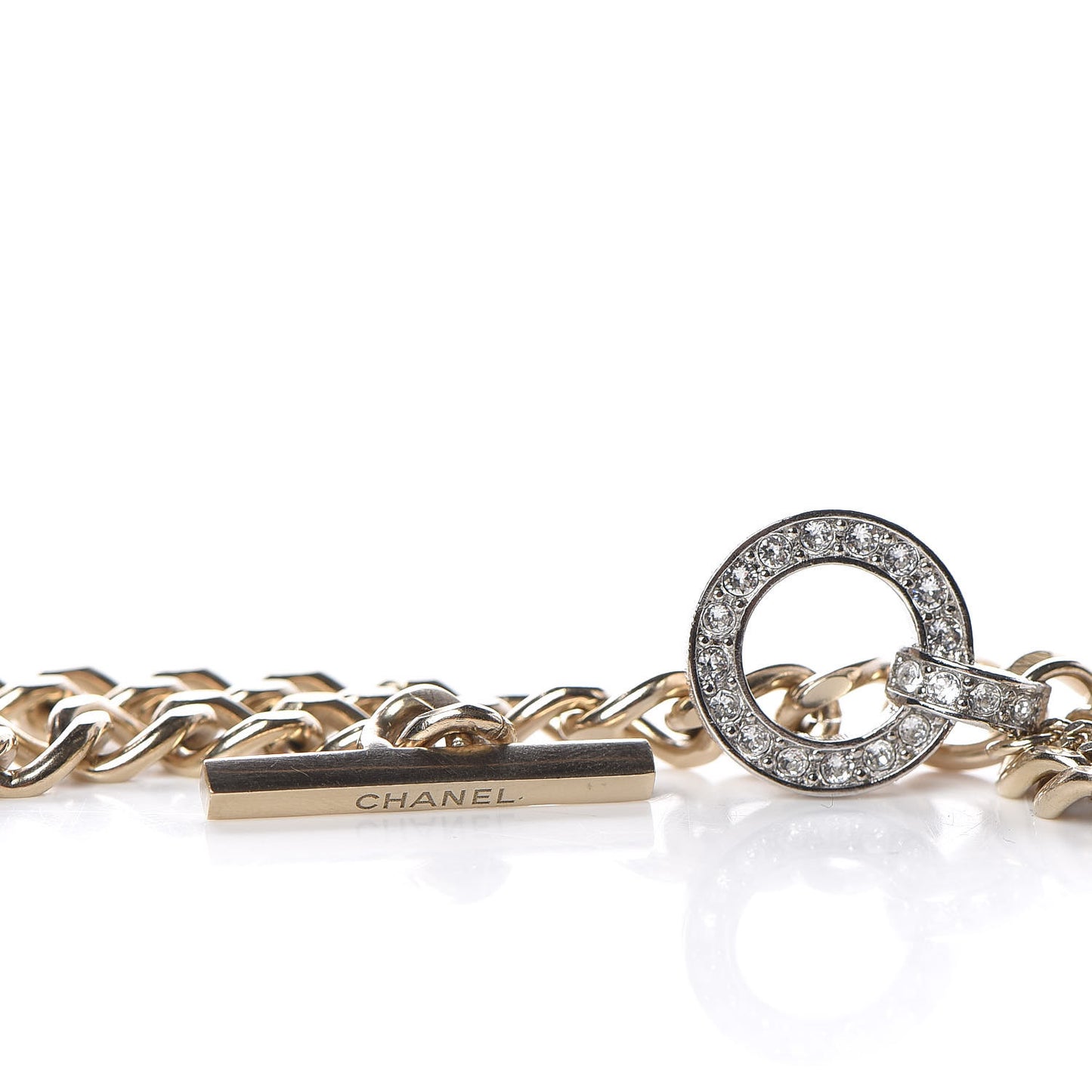 Crystal Chain CC Multi Strand Necklace Gold