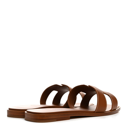 Hermes Box Calfskin Oran Sandals 38 Gold 5 of 9