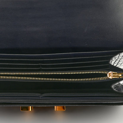 Hermes Shiny Alligator Constance Long Wallet Bleu Marine 5 of 8