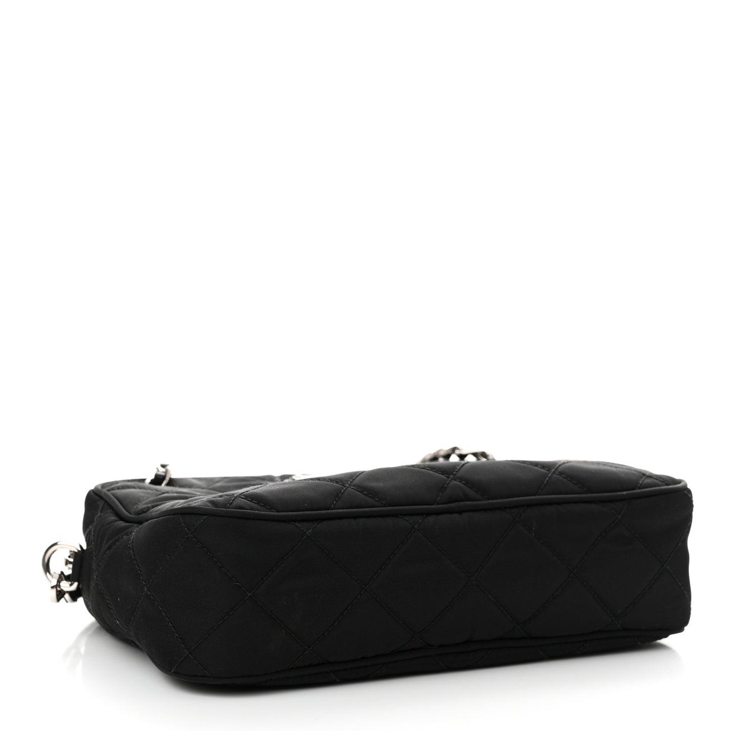 Nylon Tessuto Impuntu Quilted Bandoliera Crossbody Bag Black