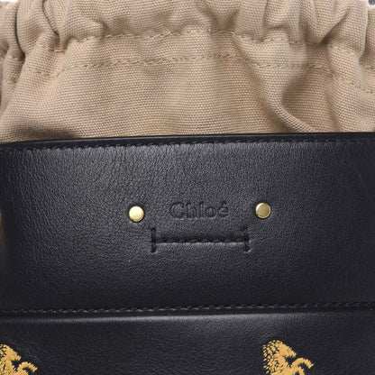 Chloe Smooth Calfskin Little Horses Embroidered Mini Roy Bucket Bag Full Blue 7 of 9