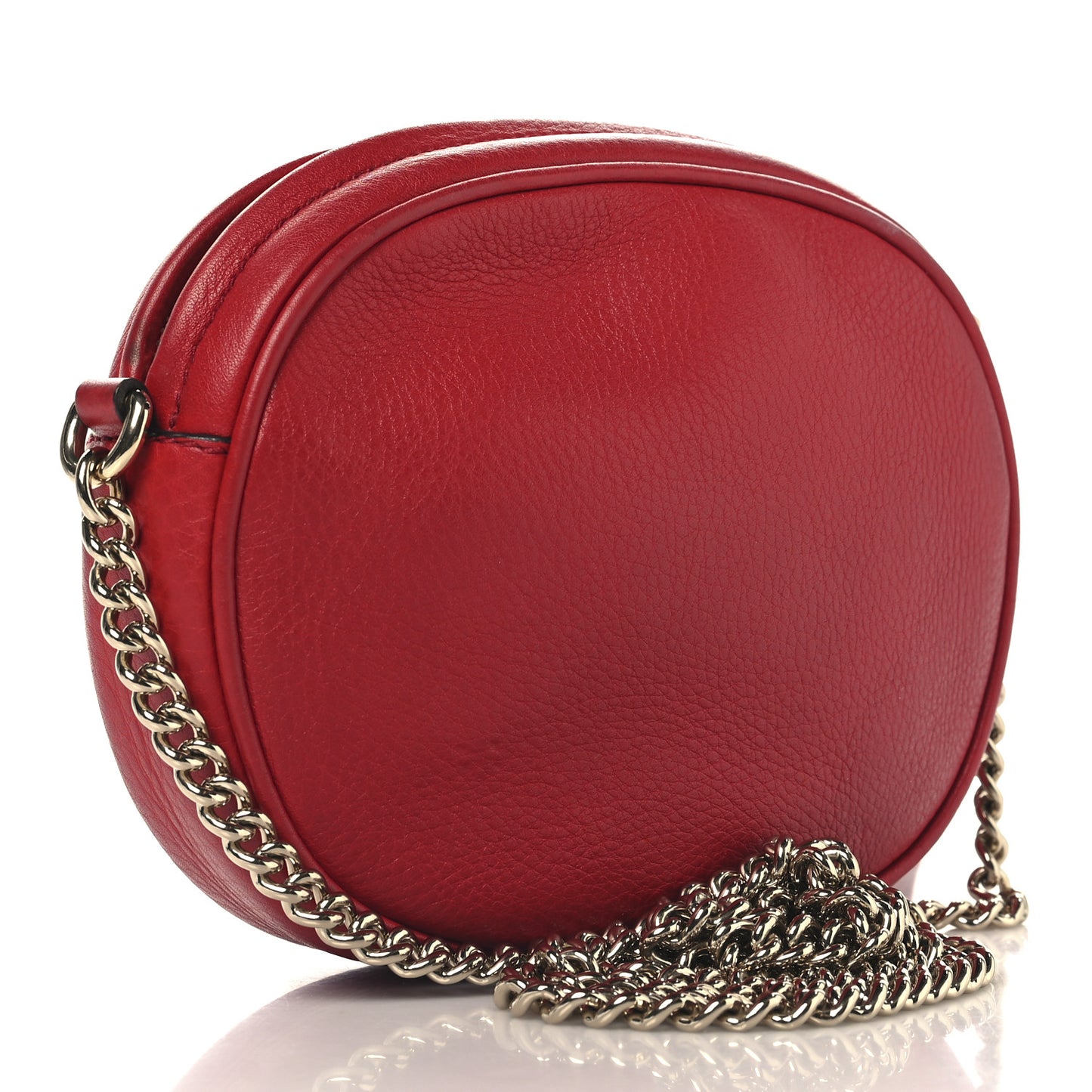 Pebbled Calfskin Mini Soho Chain Bag Tabasco Red