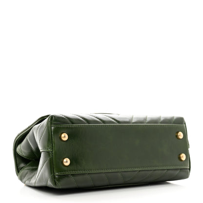 Chanel Calfskin Chevron Quilted Mini Coco Handle Flap Green 4 of 10