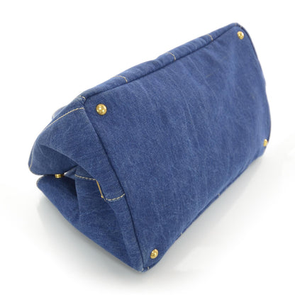 Prada Denim Logo Tote 4 of 7