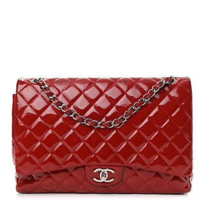 Chanel Patent Quilted Maxi Double Flap Red 1 of 13
