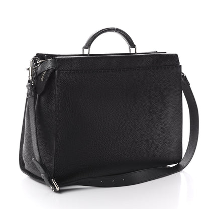 Fendi Cuoio Romano Selleria Fendi Stamp Patch Large Mens Peekaboo Iconic Essential Satchel Black Grigio 2 of 8