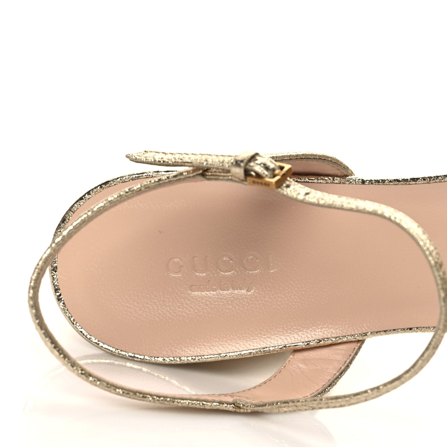 Galassia GG Marmont Ankle Wrap 75mm Sandals 40.5 Platino