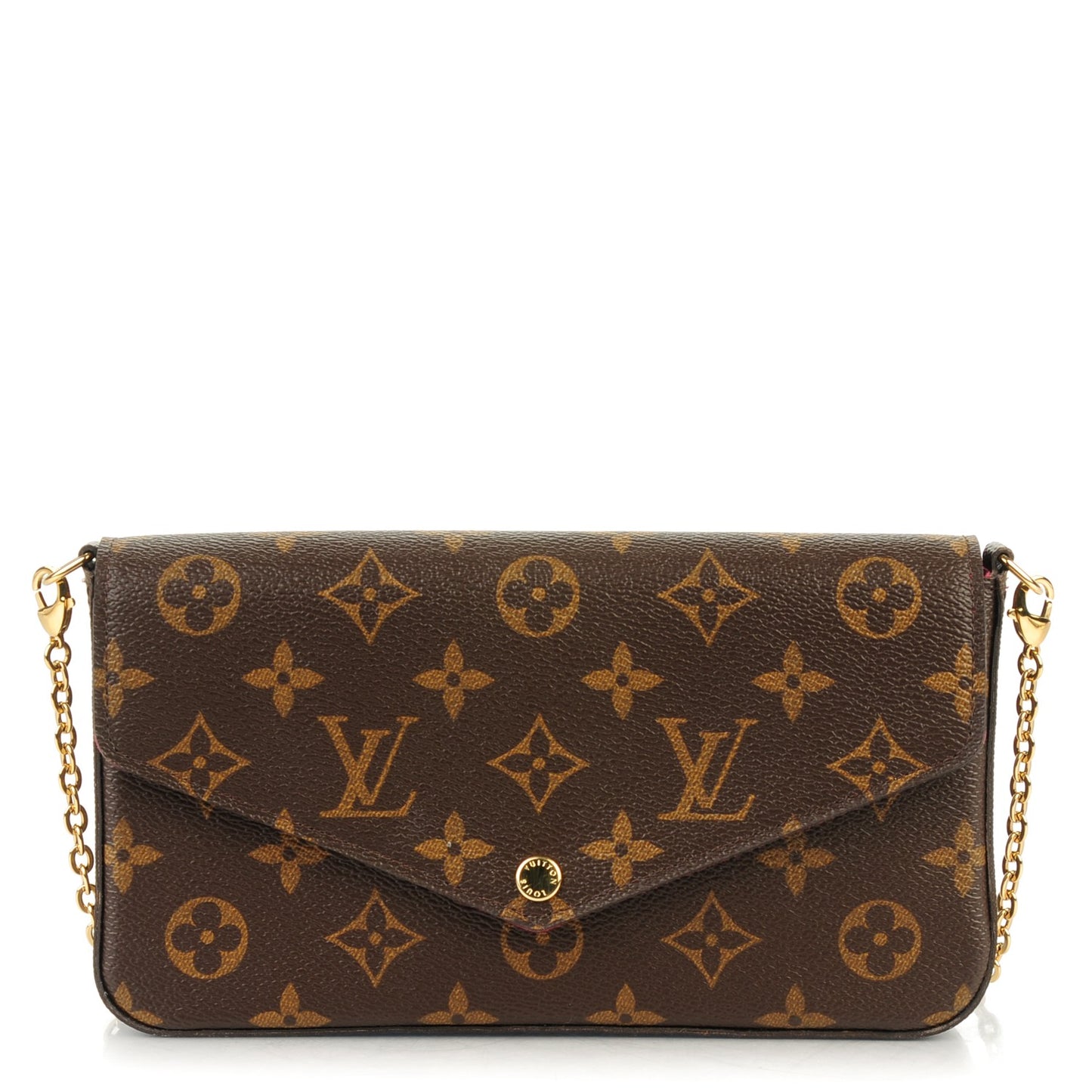 Monogram Pochette Felicie Chain Wallet Fuchsia