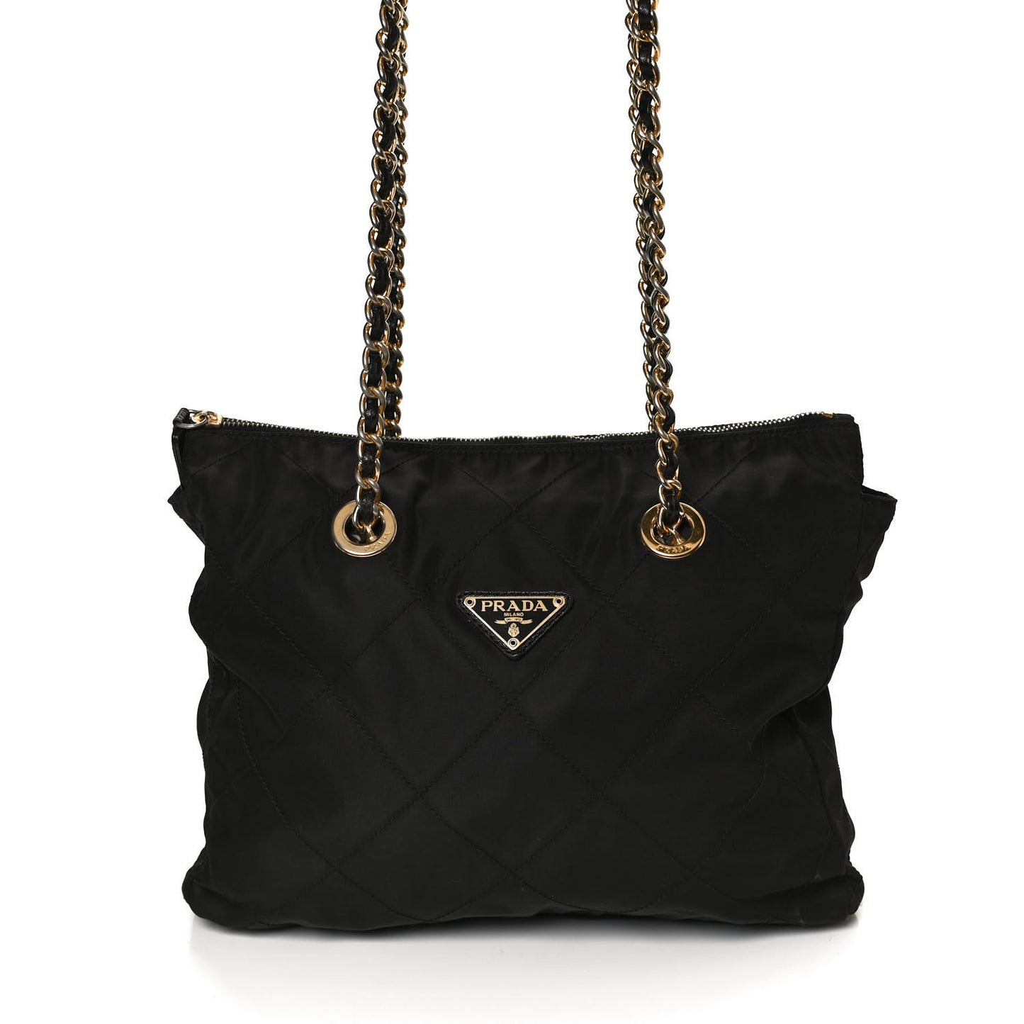 Tessuto Nylon Quilted Chain Tote Black