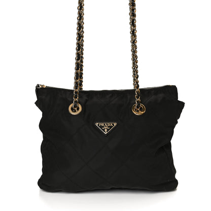 Prada Tessuto Nylon Quilted Chain Tote Black 7 of 9