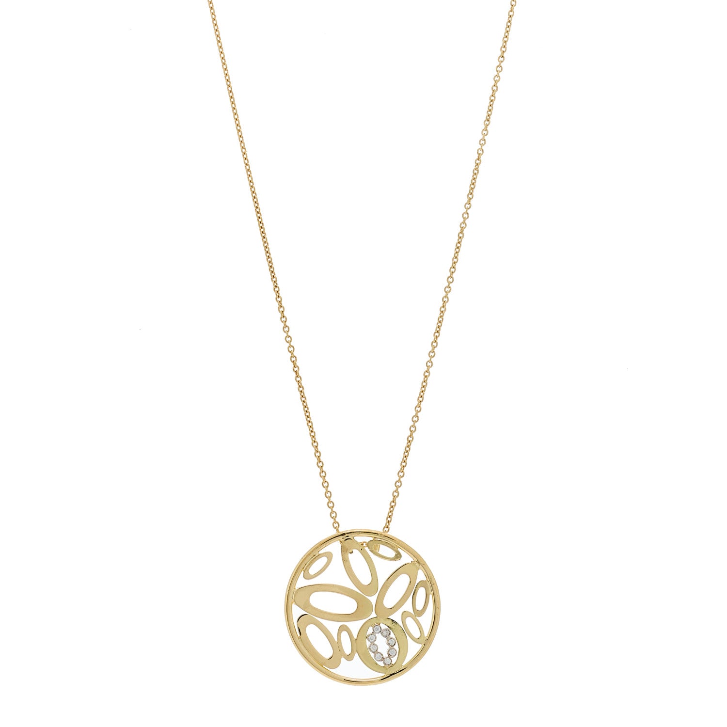 Roberto Coin 18K Yellow Gold Diamond Clic and Shine Round Pendant Necklace 1 of 6