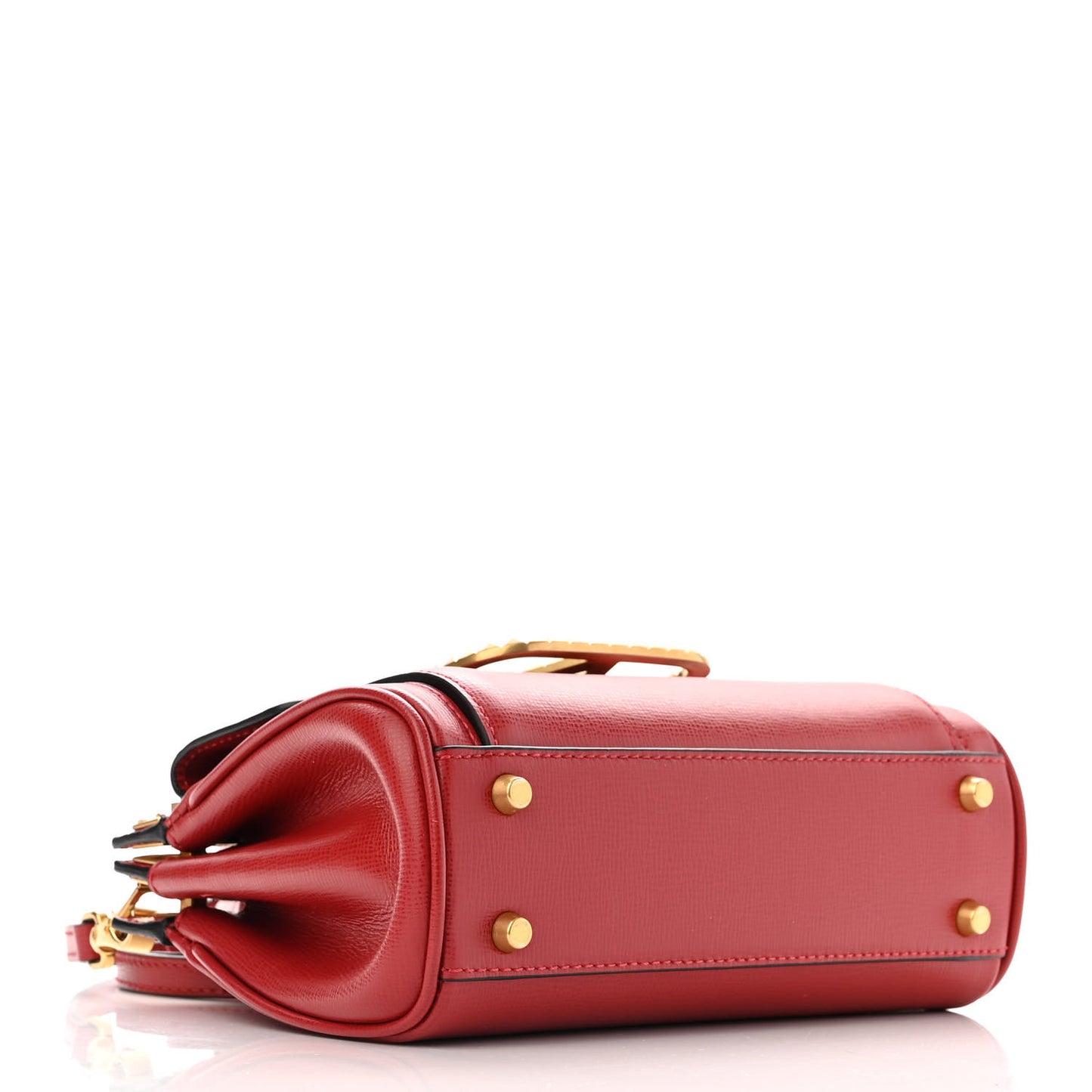 Grainy Calfskin Mini Rockstud Alcove Top-Handle Bag Rouge Pur