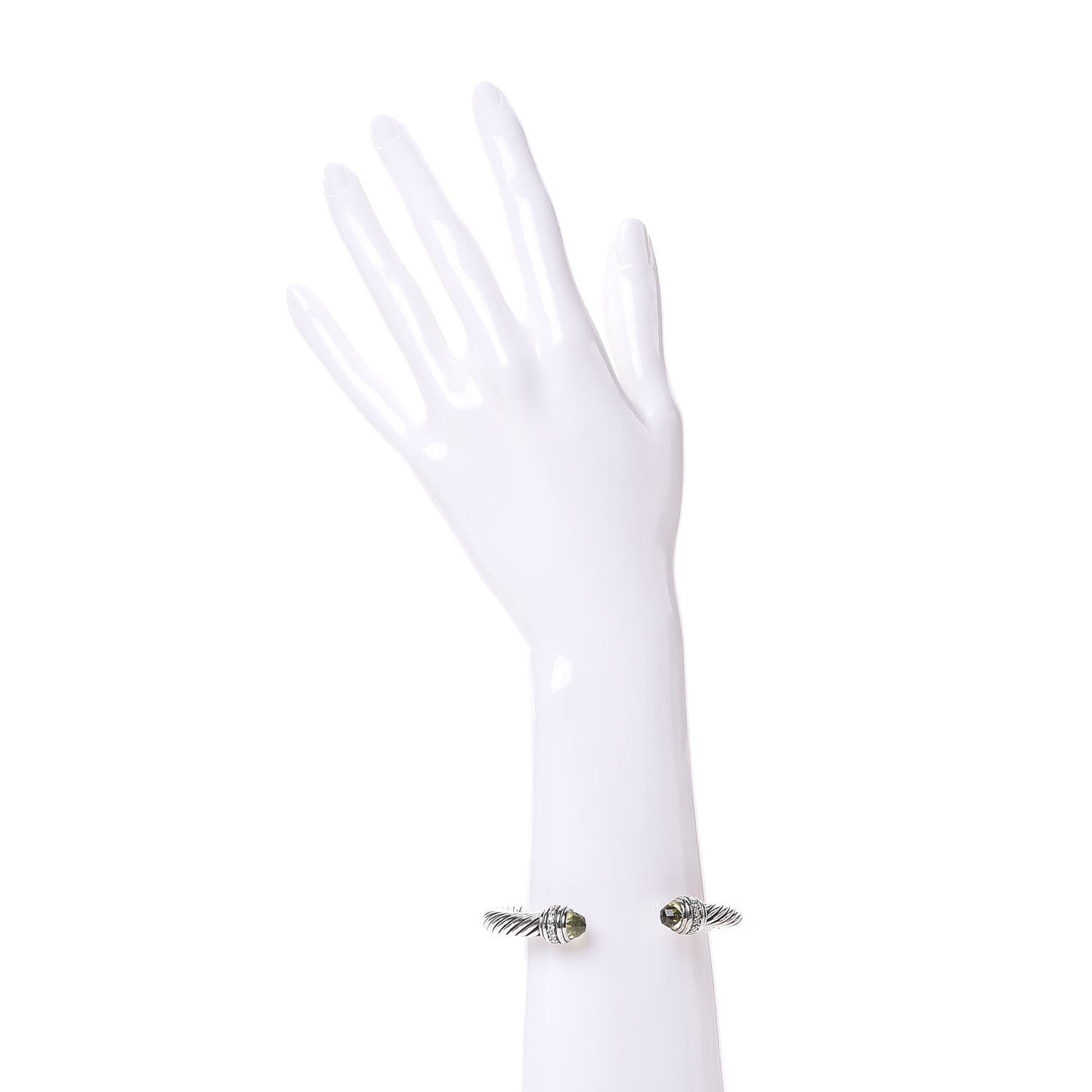 Sterling Silver Diamond Lemon Citrine 7mm Cable Classics Bracelet