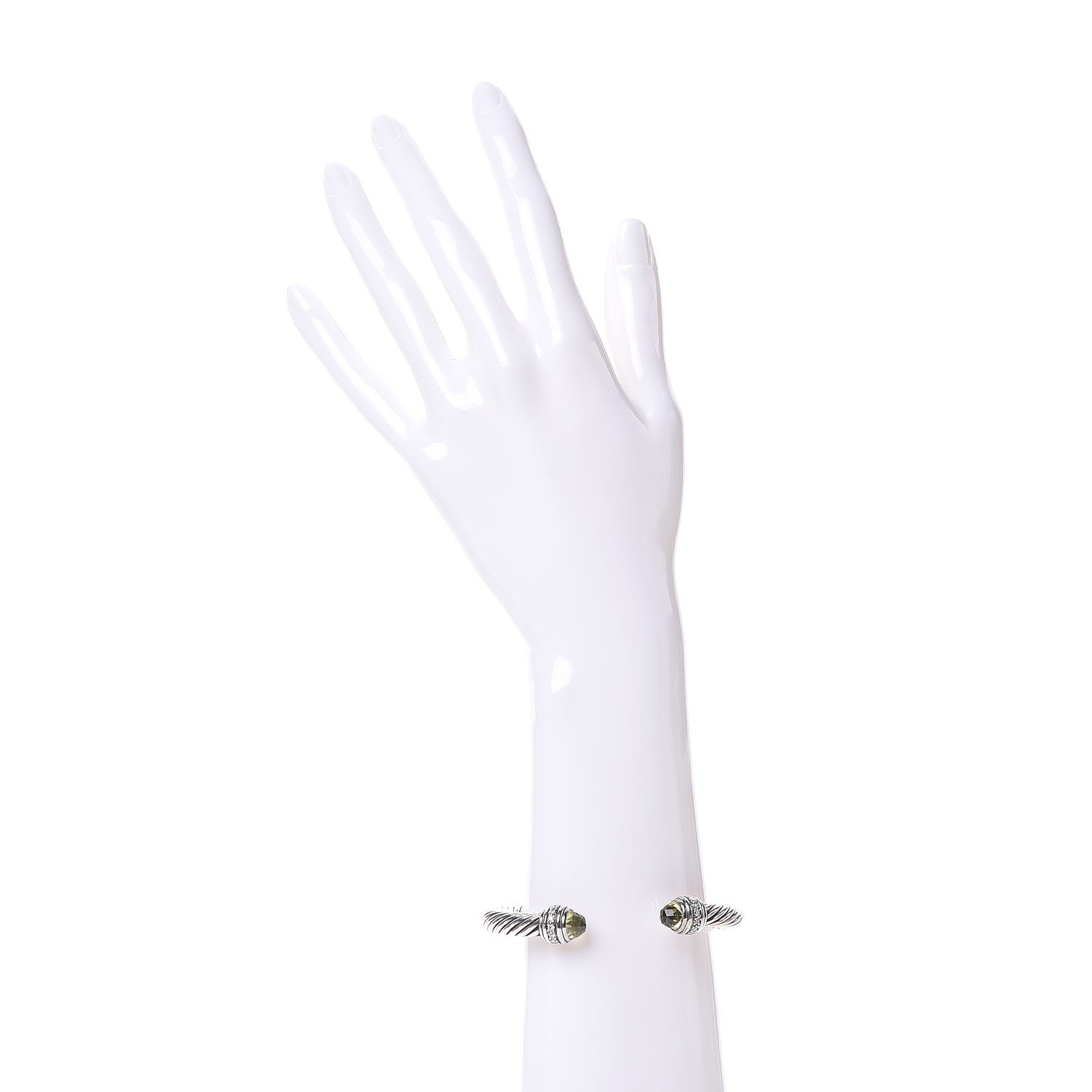 David Yurman Sterling Silver Diamond Lemon Citrine 7mm Cable Classics Bracelet 2 of 6