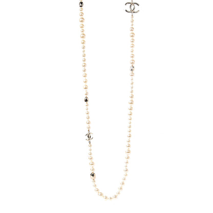Chanel Resin Pearl Metal CC Long Necklace in Golden Pearly Beige 1 of 6