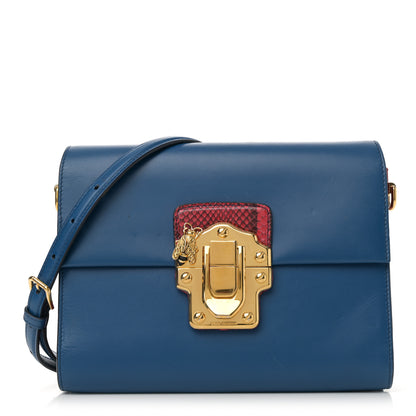 Dolce & Gabbana Calfskin Snakeskin Lucia Shoulder Bag Blue Red 1 of 15