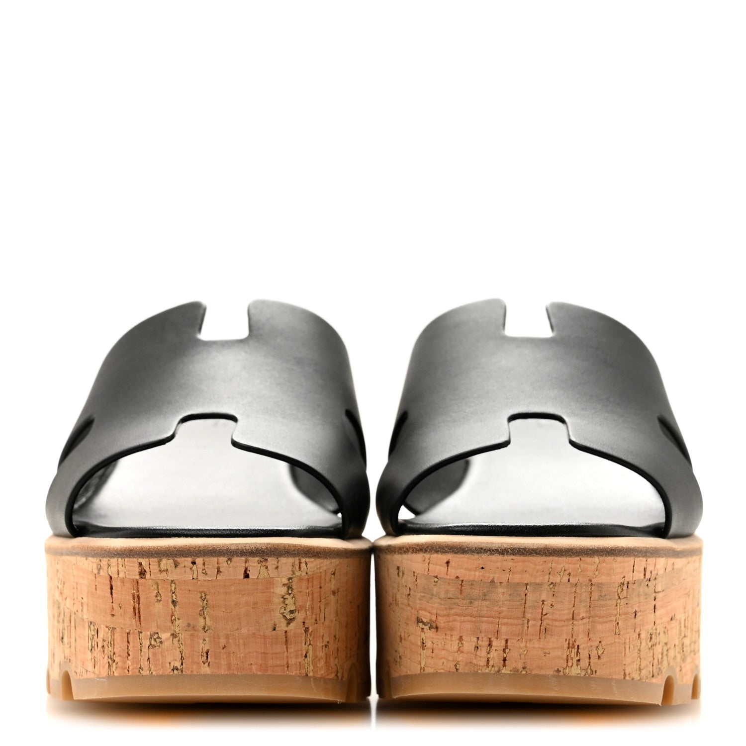 Hermes Calfskin Cork Eze 30 Sandals 39 Black 3 of 10