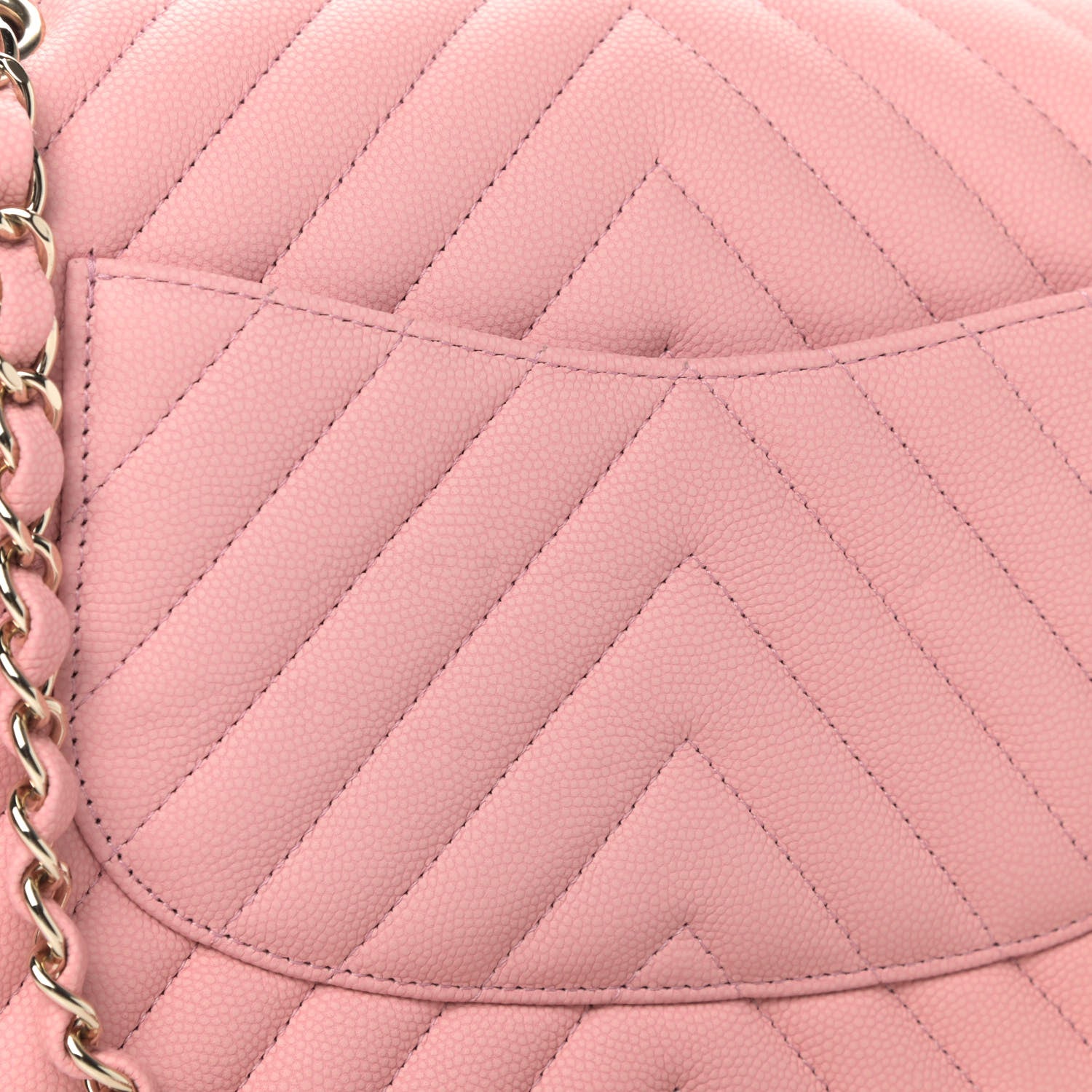 Chanel Caviar Flat Chevron Quilted Medium Double Flap Pink 5 of 5