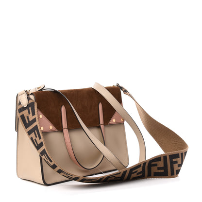 Fendi Vitello Grace Suede Large Flip Tote Nuvola Marrone Rosa Bourbon 4 of 10