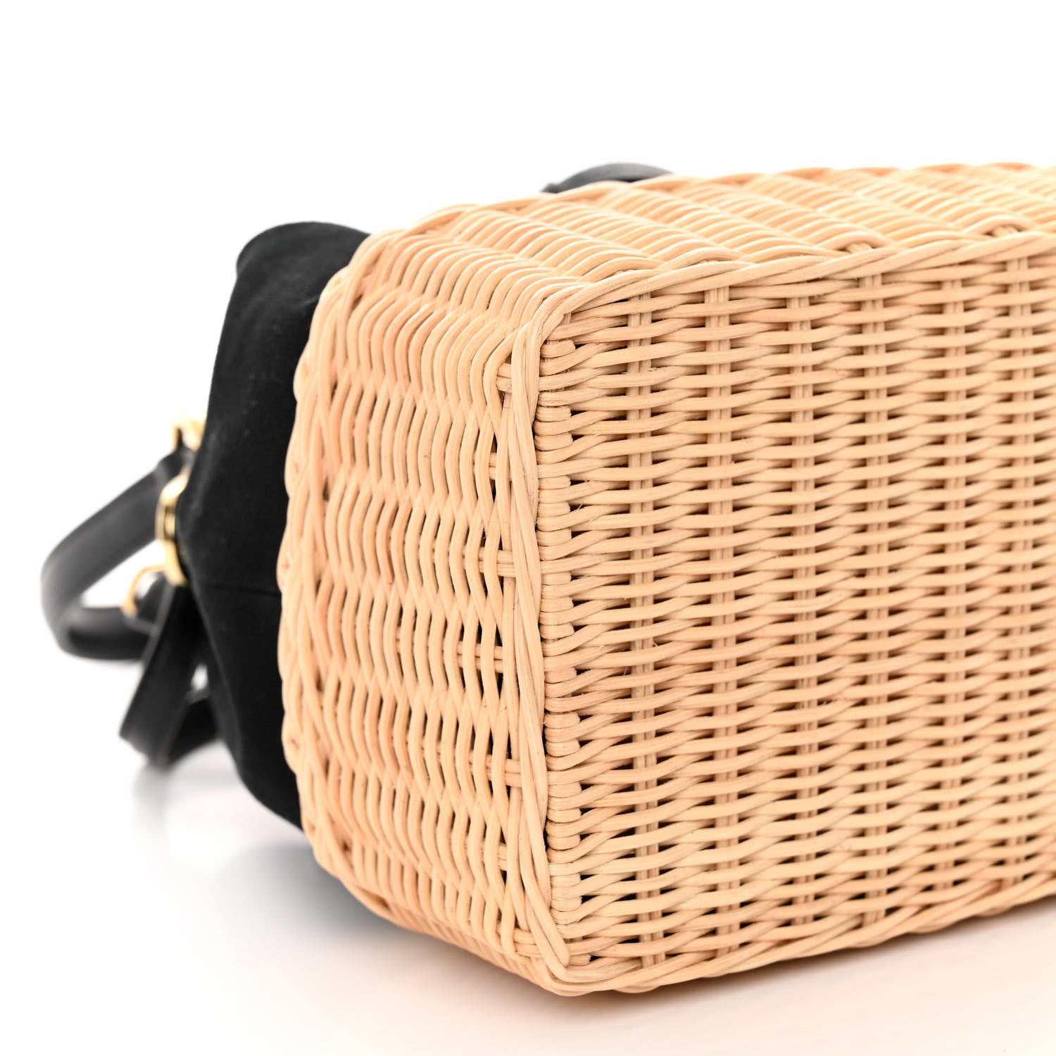 Prada Wicker Canvas Saffiano Bucket Bag Black 8 of 9