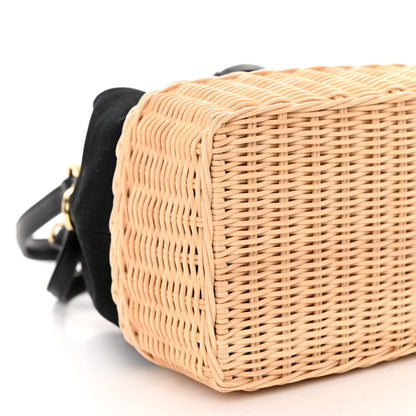 Prada Wicker Canvas Saffiano Bucket Bag Black 8 of 9
