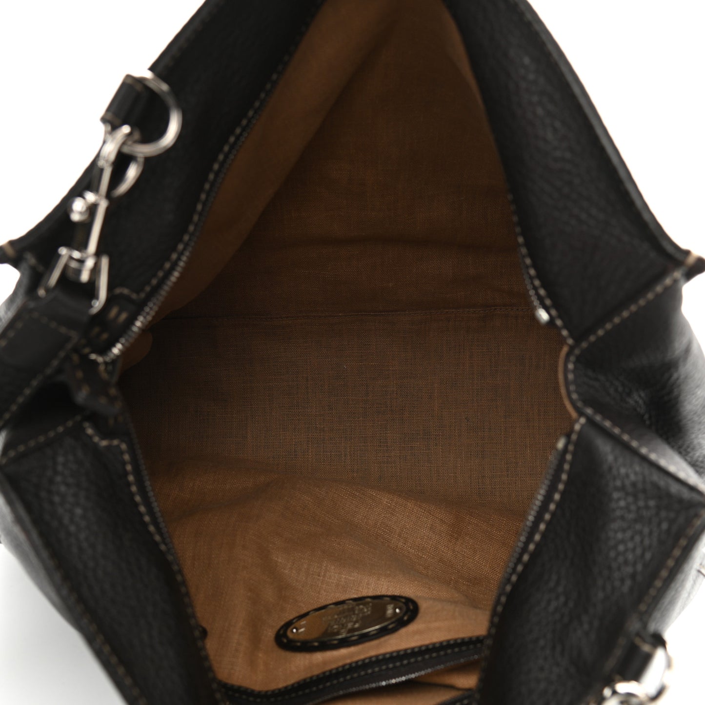 Calfskin Romano Selleria Shopping Media Tote Dark Brown