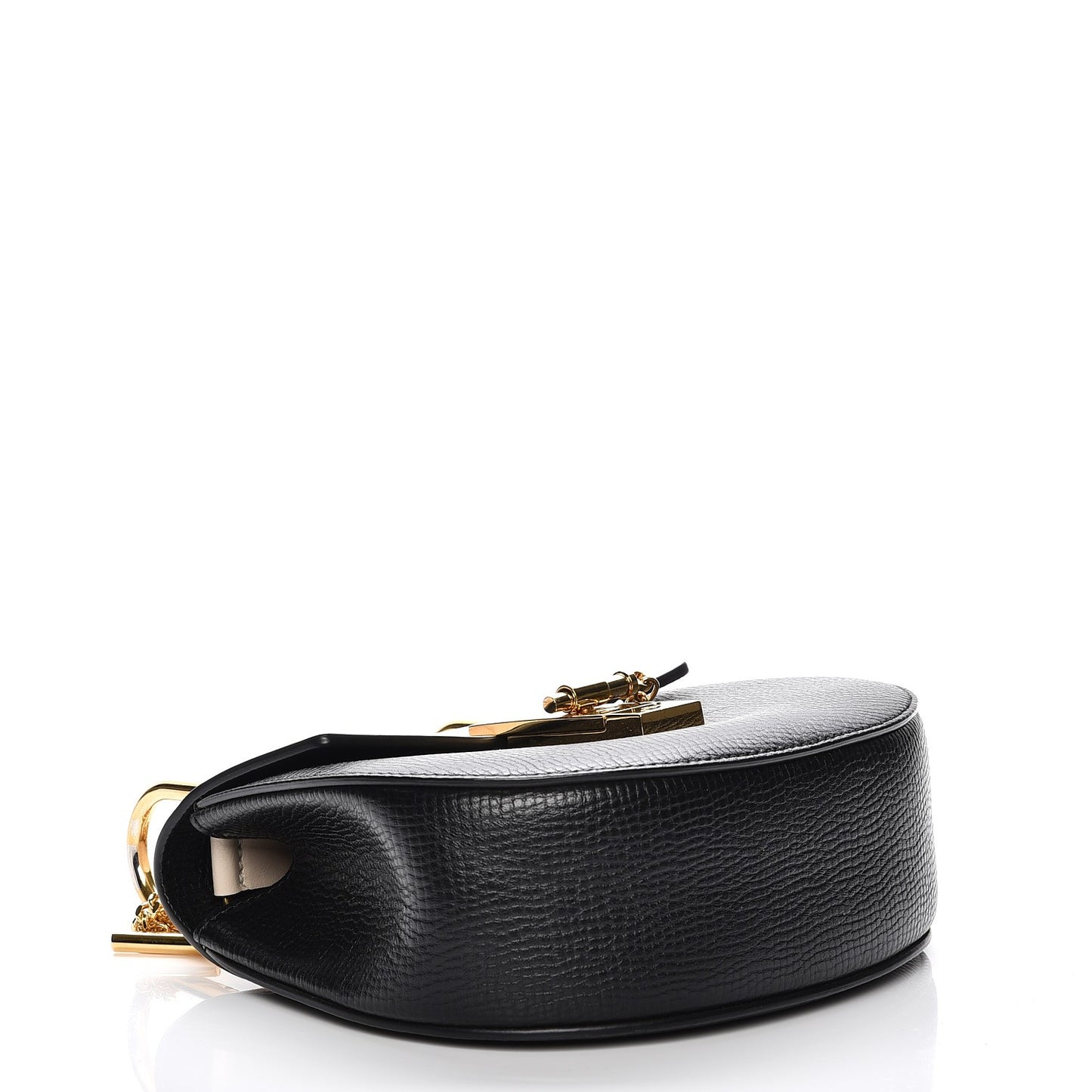 Grained Calfskin Lambskin Mini Bi-Color Drew Shoulder Bag Black Powder Beige