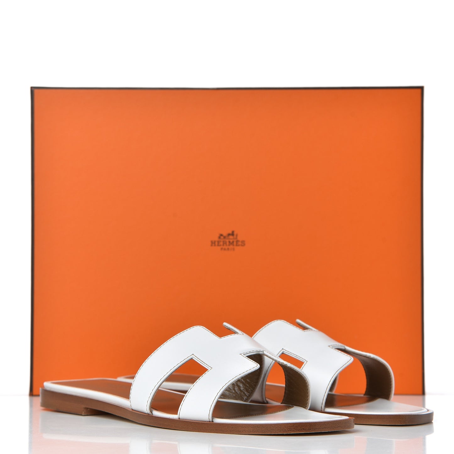Box Calfskin Oran Sandals 38 White