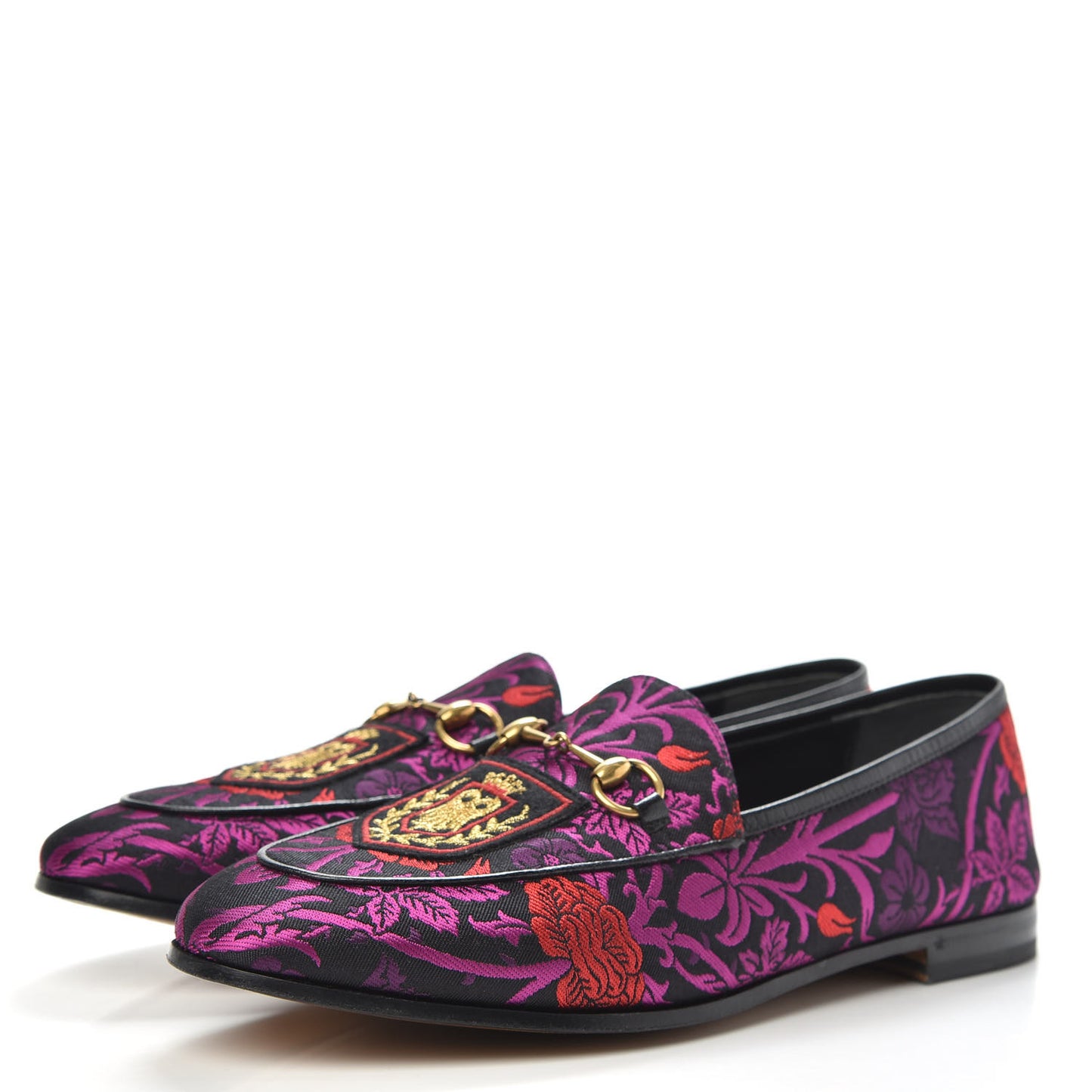 Jacquard Floral Womens Horsebit Jordaan Loafers 40.5 Black Begonia