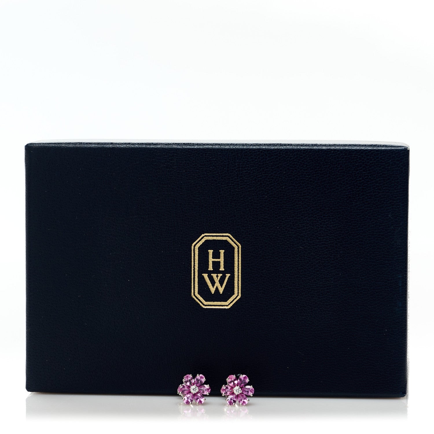 Harry Winston Platinum Pink Sapphire Diamond Forget Me Not Earrings 5 of 5