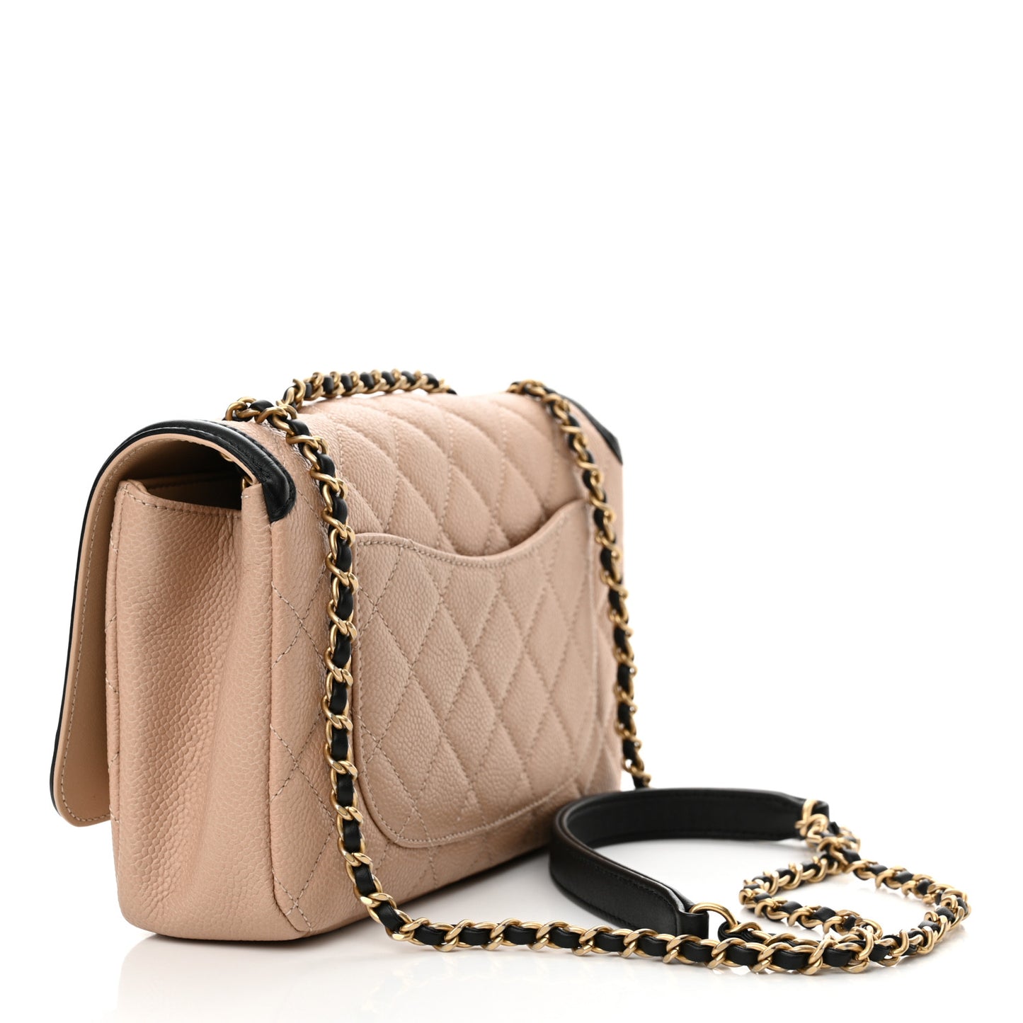 Caviar Quilted Small CC Filigree Flap Beige Black