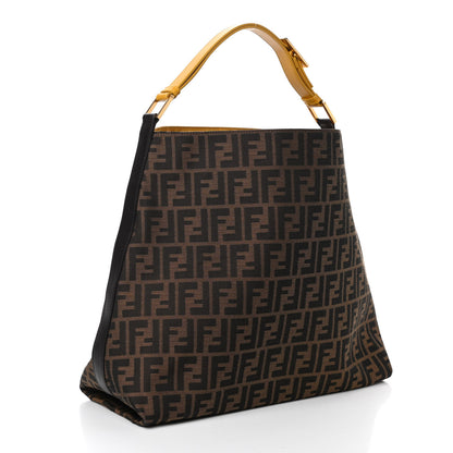 Fendi Zucca Vitello Large Hobo Tobacco Ocra Moro Black 3 of 9