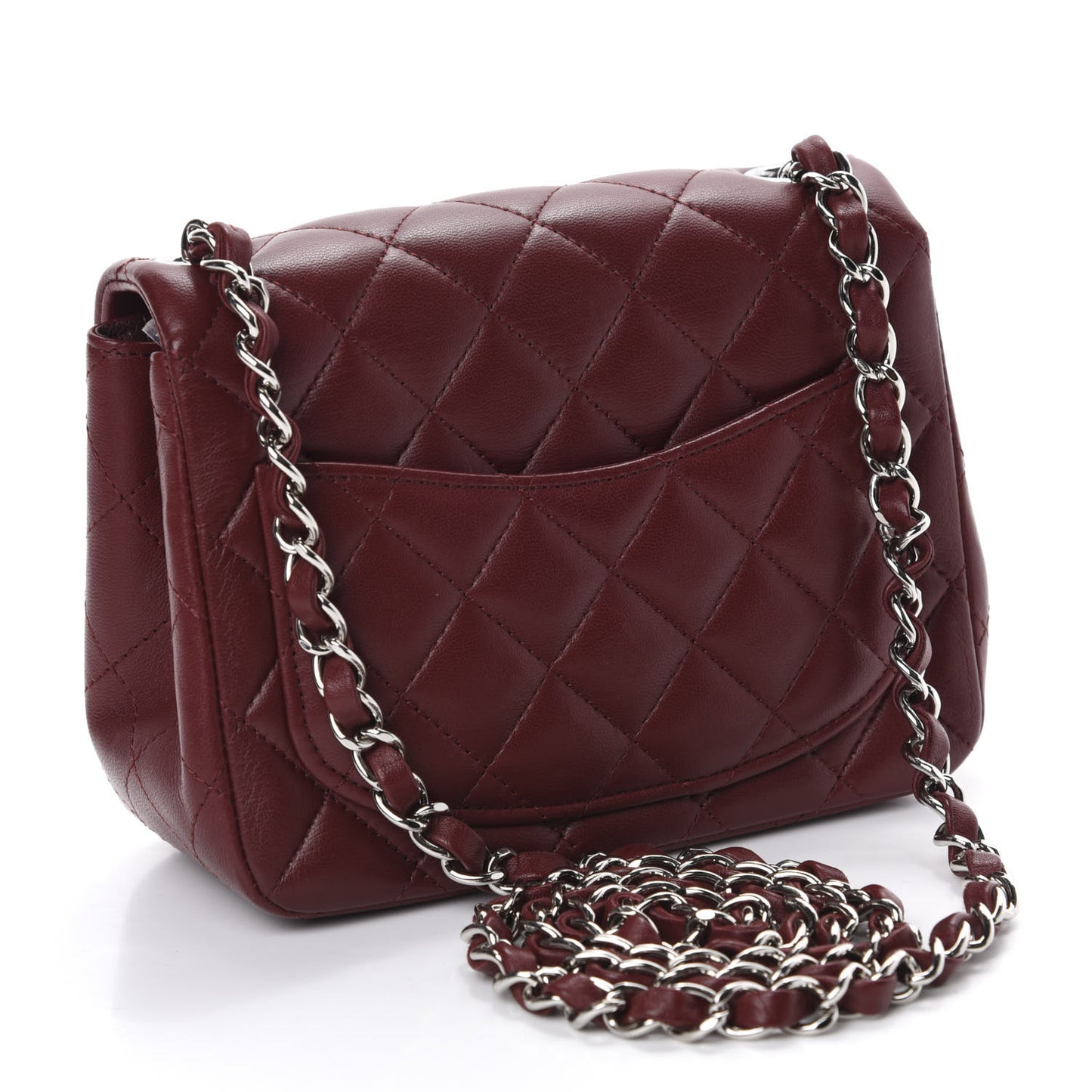 Lambskin Quilted Mini Square Flap Burgundy