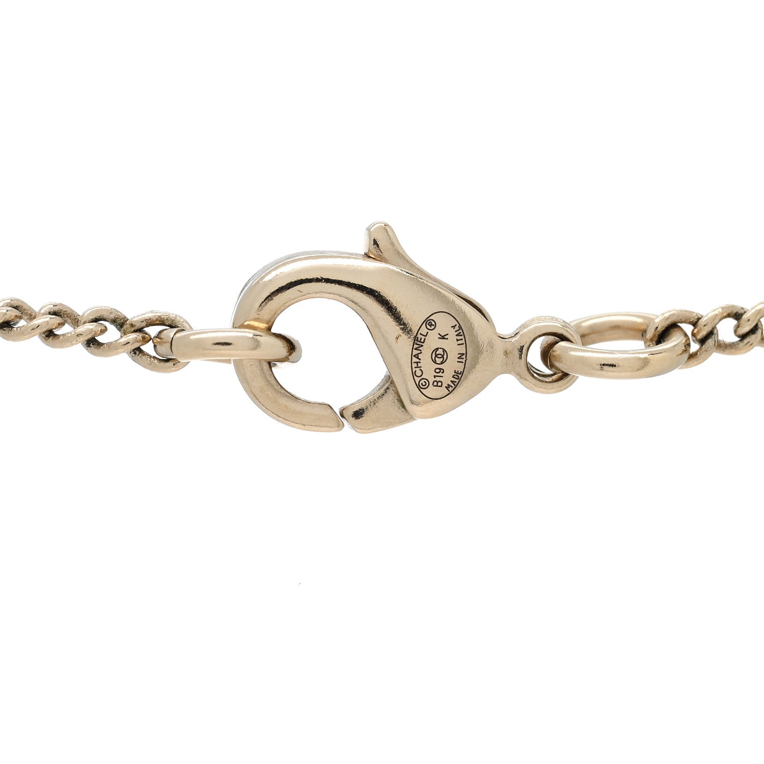 Chanel Pearl Crystal Baguette CC Pendant Necklace Gold 4 of 4